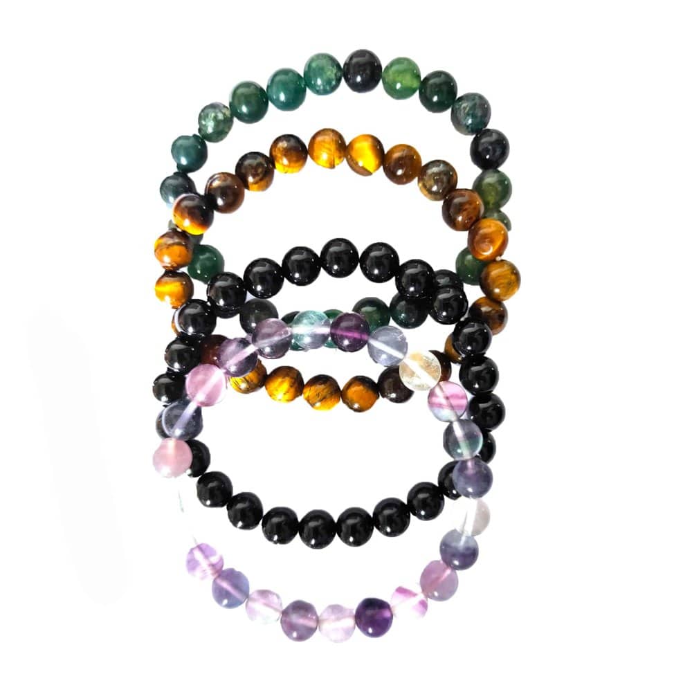 Fashion Bangles Stone Bracelets Set - x4 Assorted Colours