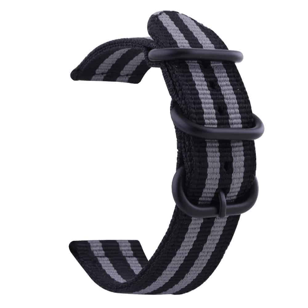 20mm Universal watch replacement nylon strap - Black & grey