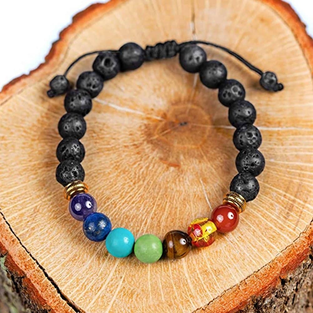 7 Chakra Healing/Meditation Rainbow Crystal Stone Adjustable Bracelet