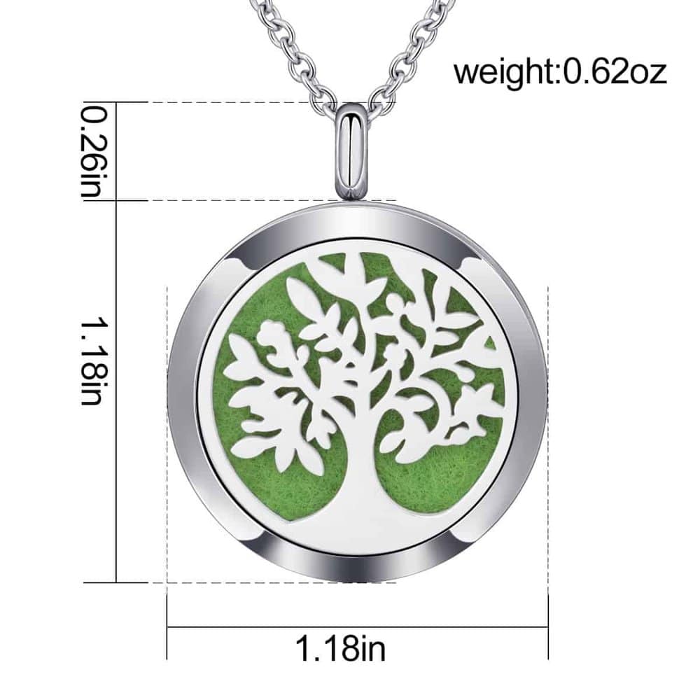 Oil Diffuser Stainless Steel Tree of Life Locket Necklace