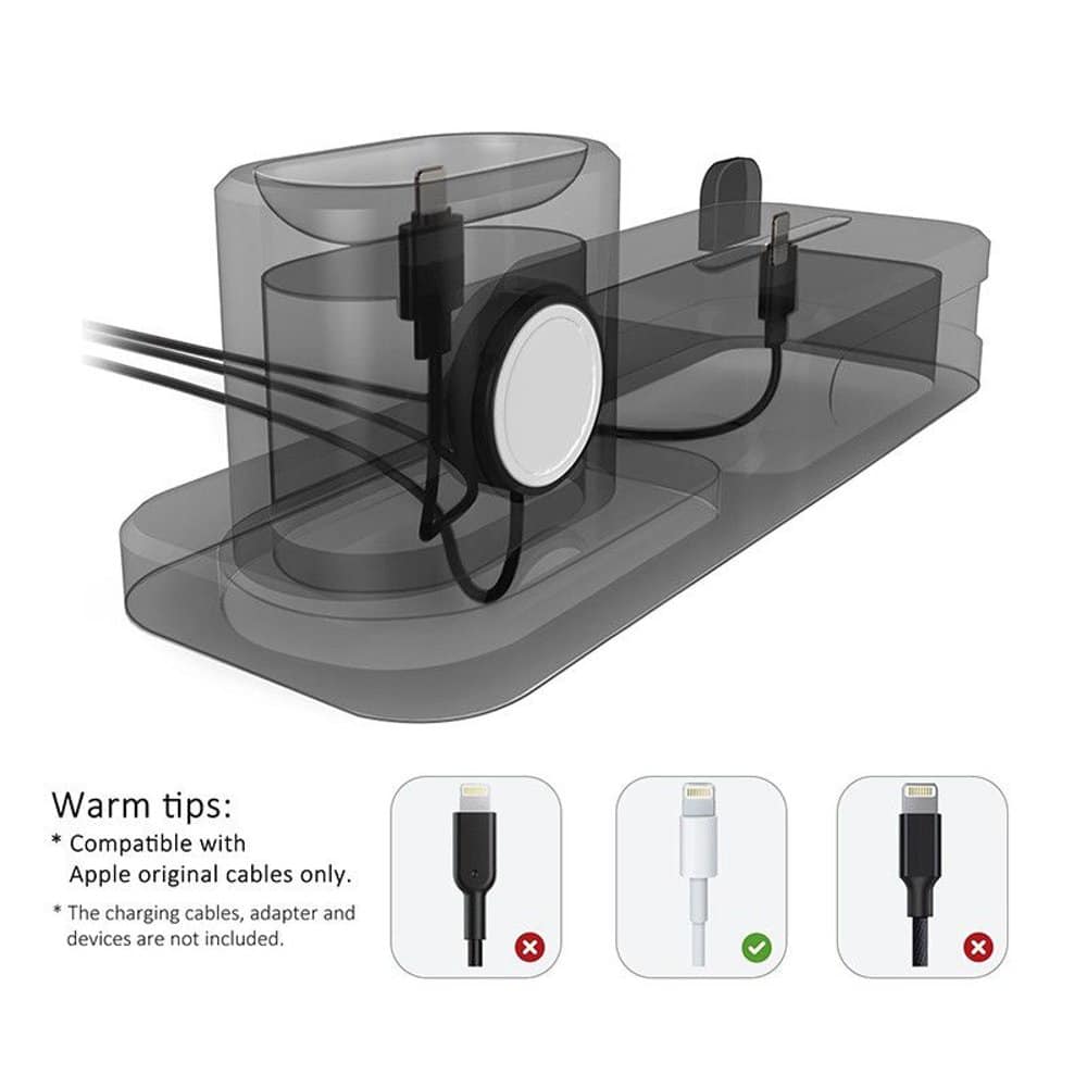 3-in-1 Silicone Docking Stand for Apple iPhone, iWatch & AirPods - Black