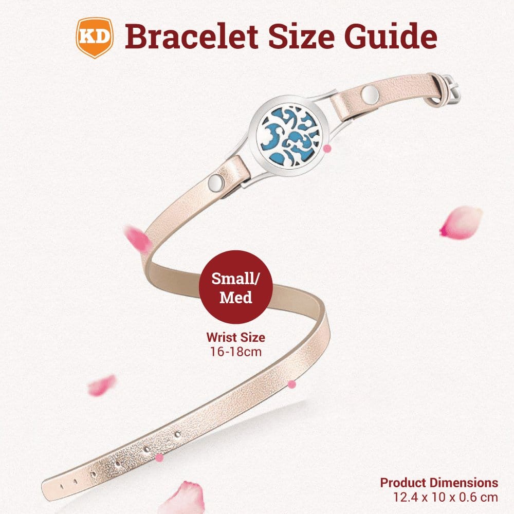 Stainless Steel Essential Oil Diffuser Locket on Leather Bracelet S/M Gold Pink