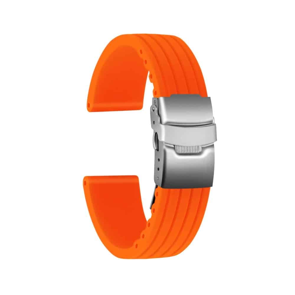 22MM Waterproof Silicone Rubber Watch Strap - Orange