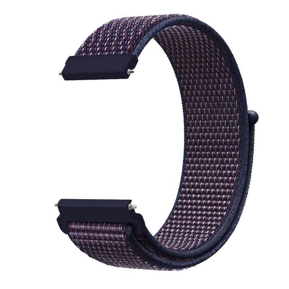 Nylon Strap for Garmin Vivoactive 3/Venu/Forerunner 245/645/ Suunto Fitness/Polar Ignite Navy/Purple S/M/L
