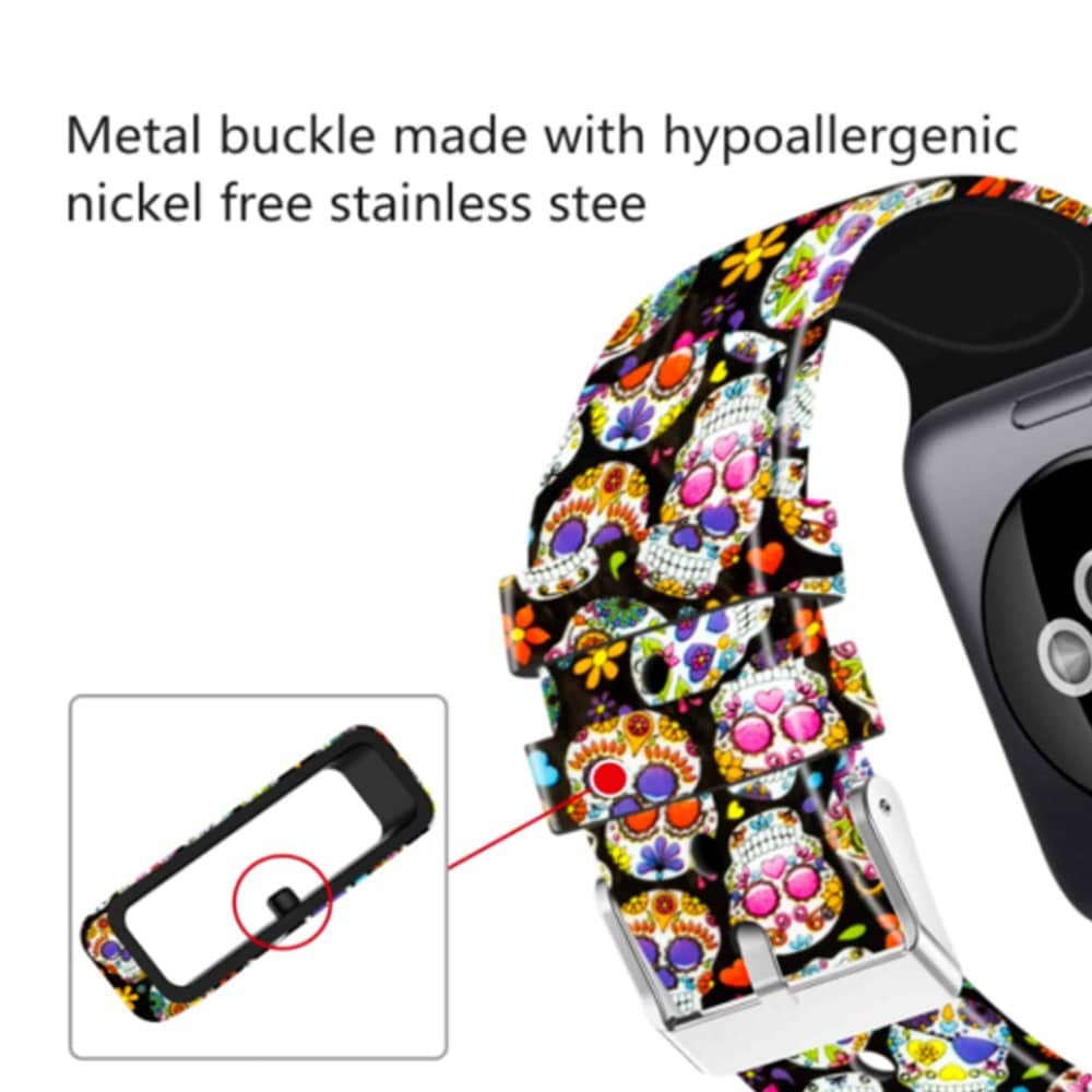 Silicone Strap for 42/44/45/49mm Apple Watch- Colour Skulls