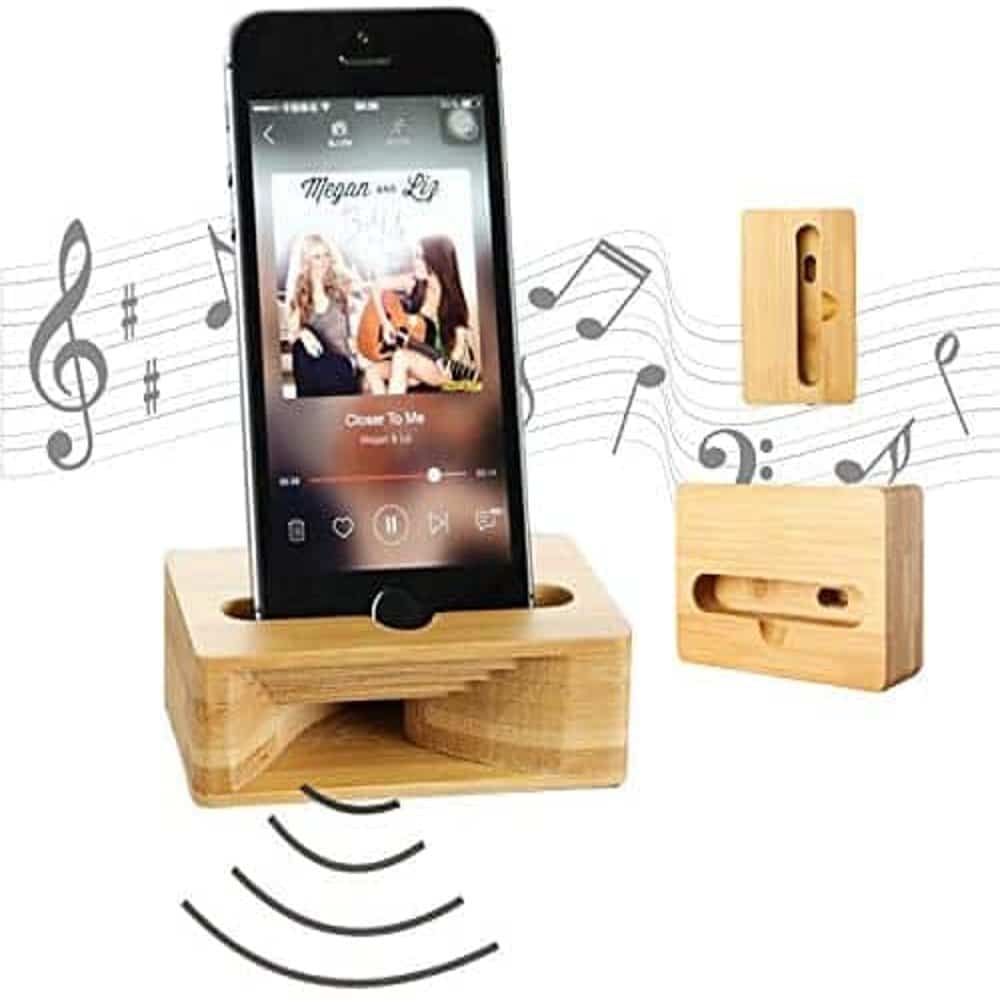 Universal Phone Wooden Bamboo Docking Stand & Sound Amplifier