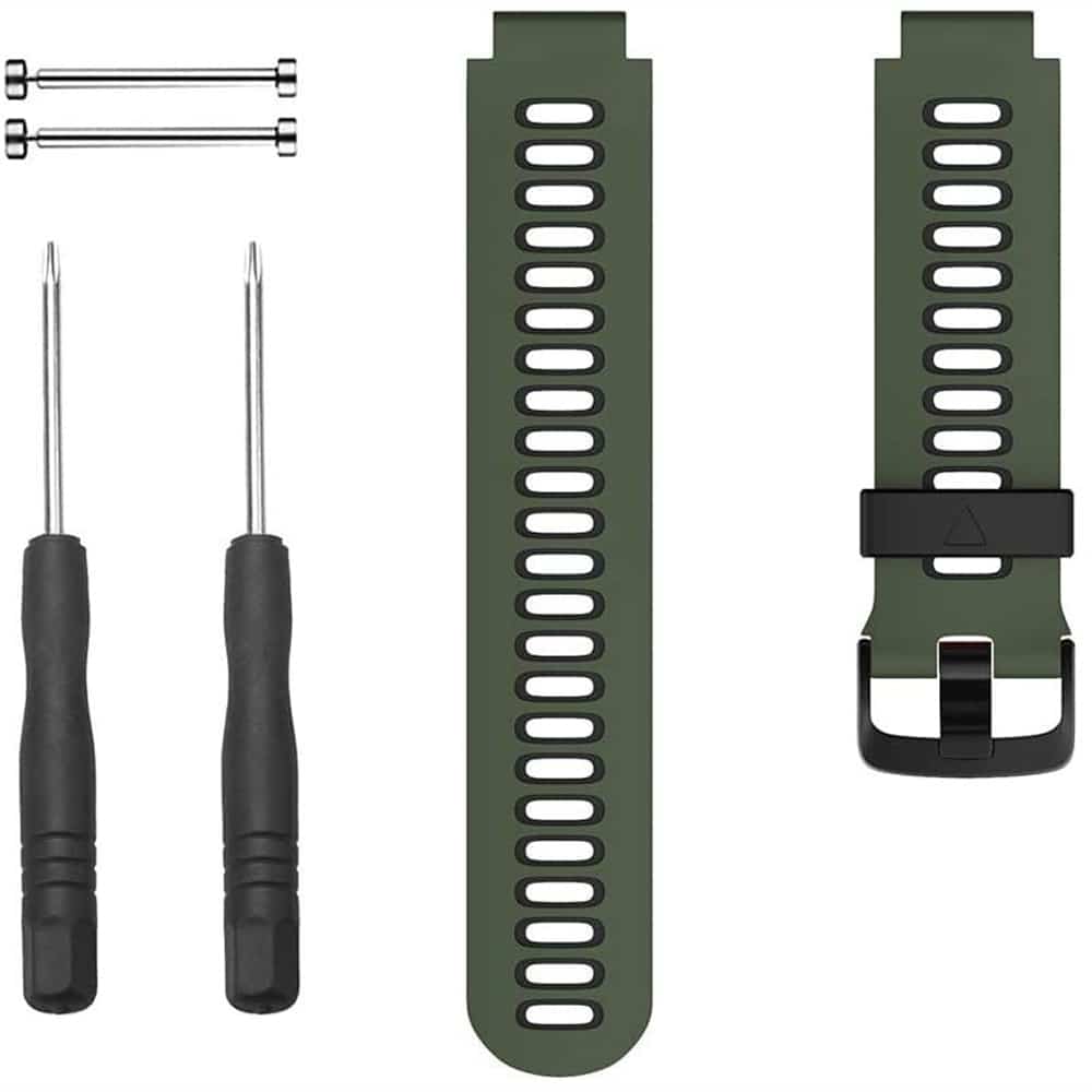 Silicone Strap for Garmin Forerunner 220/ 230/ 235/ 620/ 735- Green & Black