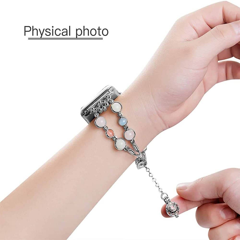 42/44/45/49mm Apple Watch luminous beaded pearl strap - Silver