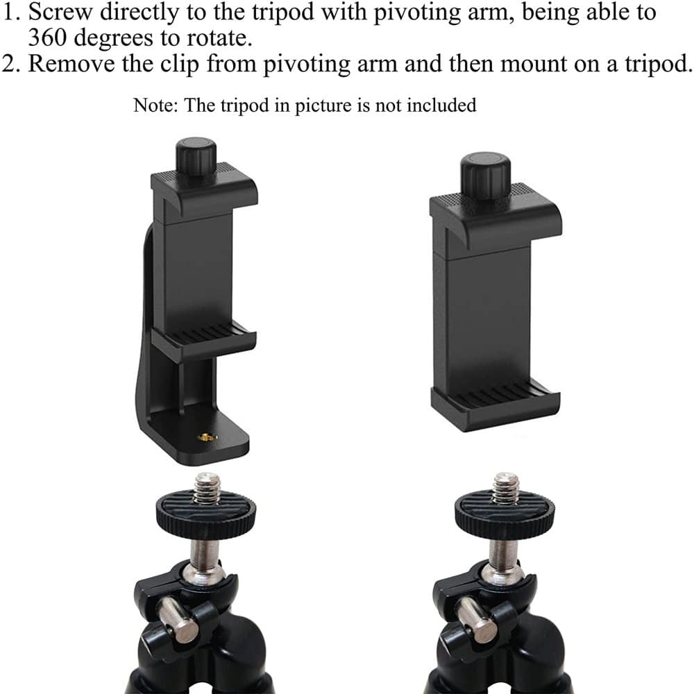Universal 360 Adjustable Tripod Adapter Clip Smartphone Mount