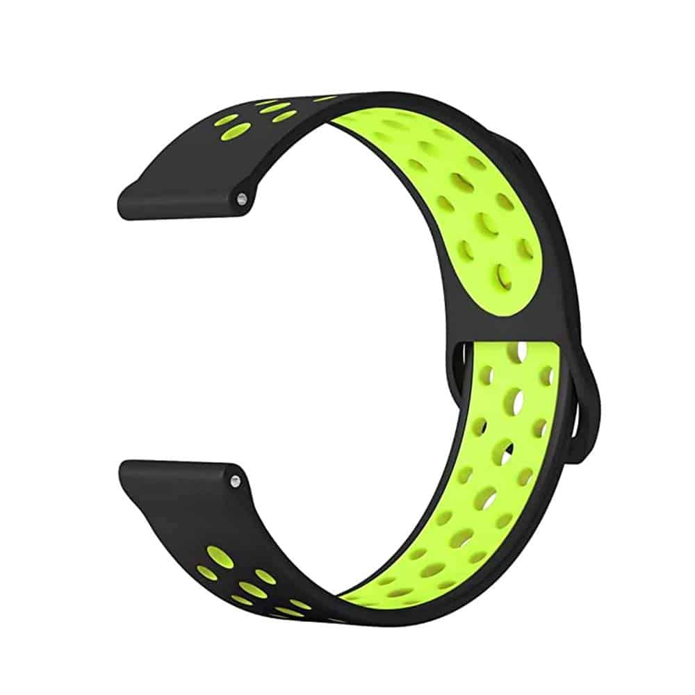 18mm Samsung Gear Sport silicone strap - Black & green