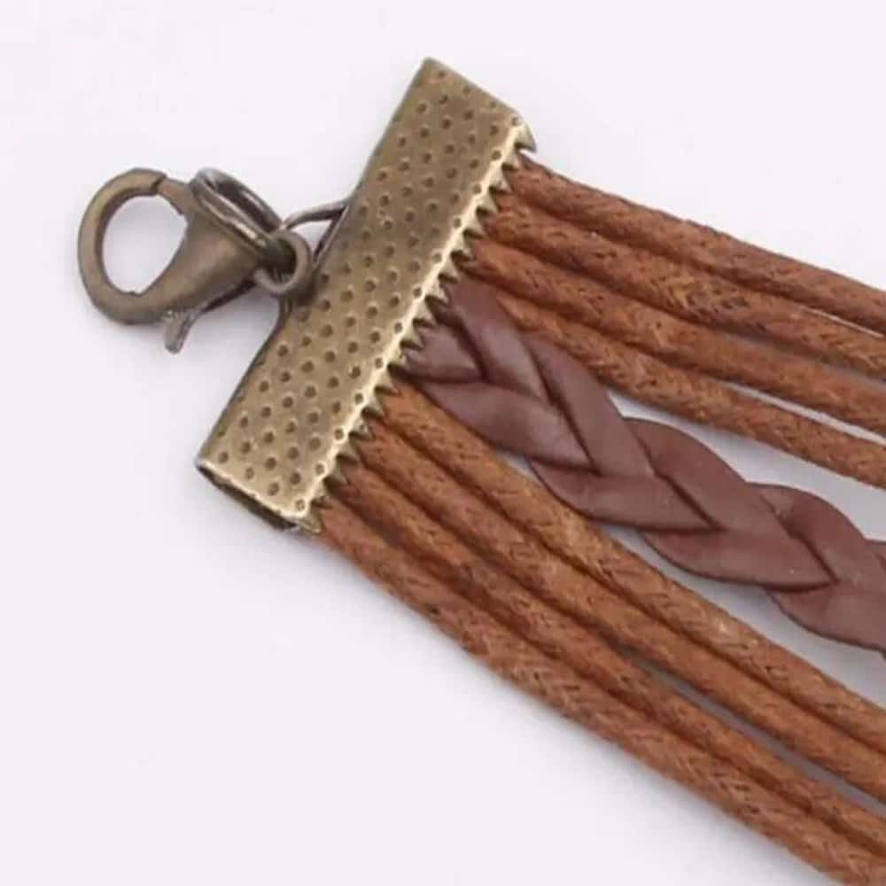 Unisex Layered Vegan Leather Tree of Life Bracelet- L/XL