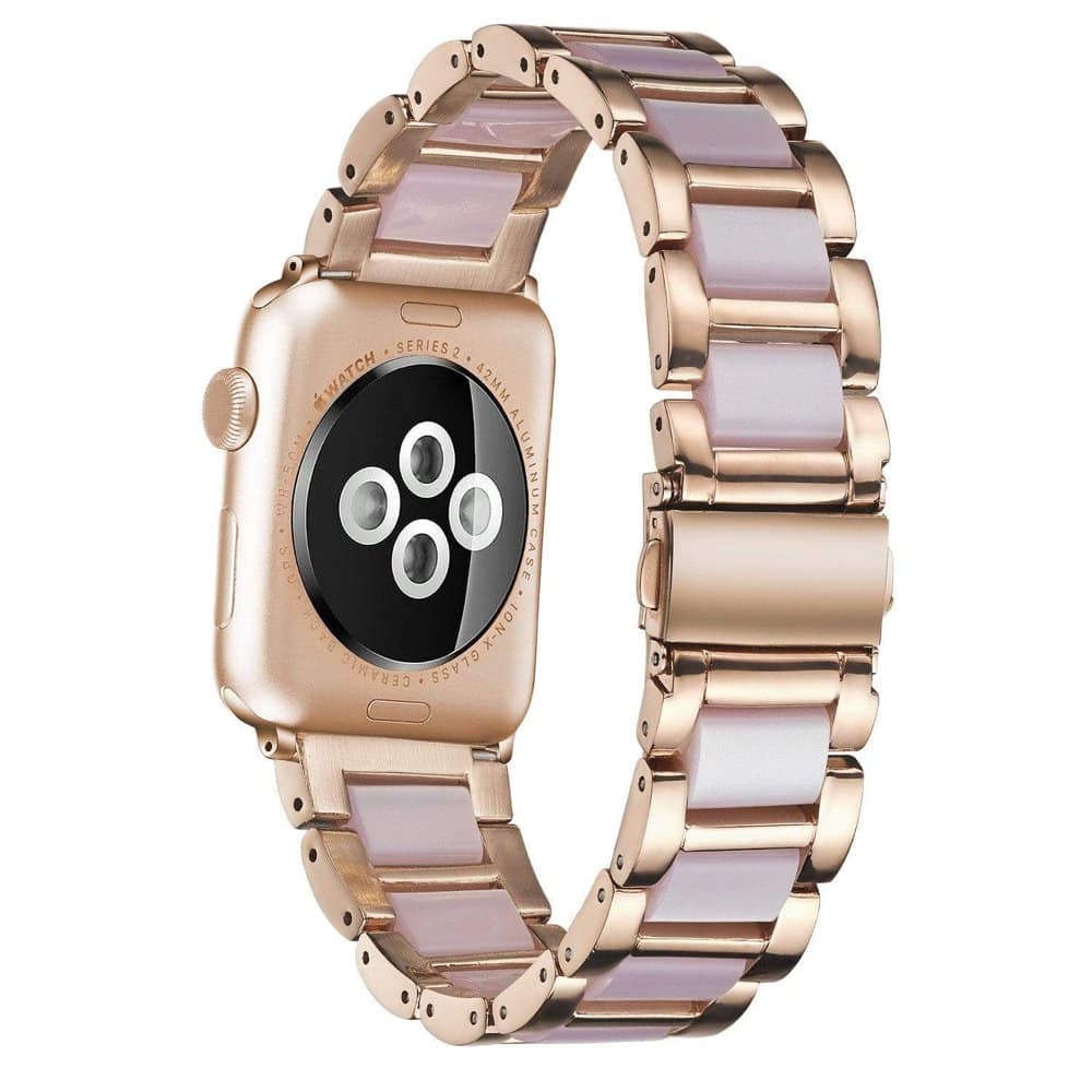 Resin & Stainless Steel Strap for 42/44/45/49mm Apple Watch- Pink & Rose Gold