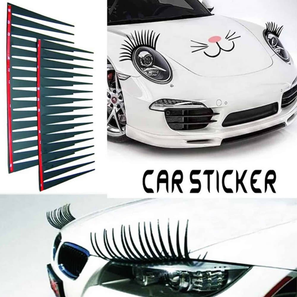 Car Bakkie Headlight Adjustable False Eyelashes Sticker Decor