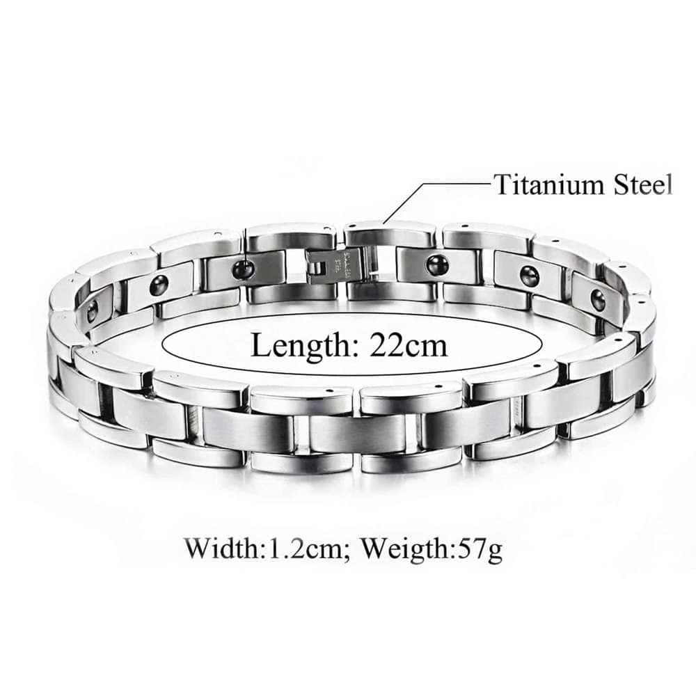 Titanium Steel Magnetic Therapy Bracelet w/ Free Tool- Silver