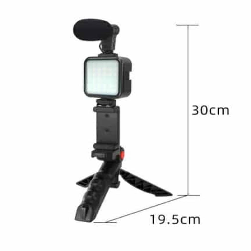 Vlogging/Broadcast Recording Equipment Shotgun Mount + Microphone & LED