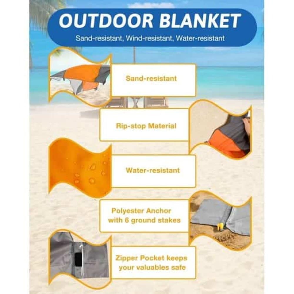 Camping Sand-Free Waterproof Beach Blanket 2m x 2.5m