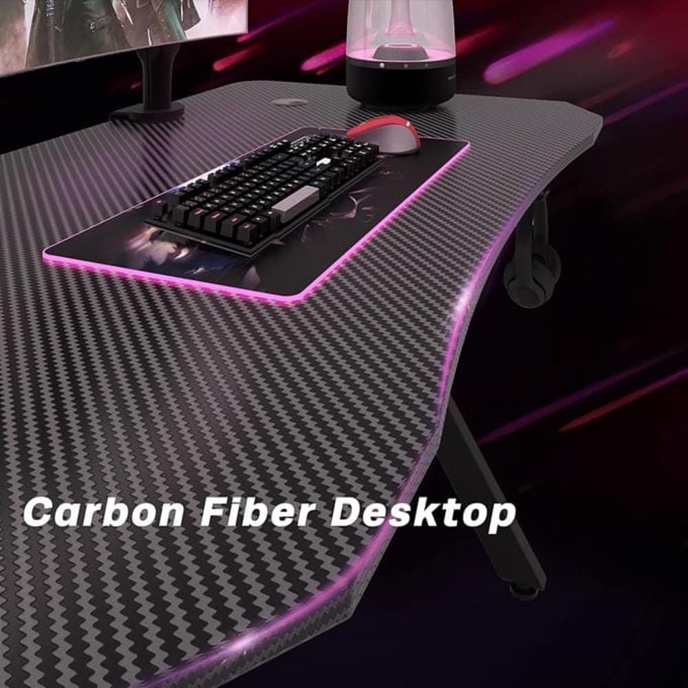 Ergonomic Legend Gaming Desk w/ Cup Holder & Headphone Rack