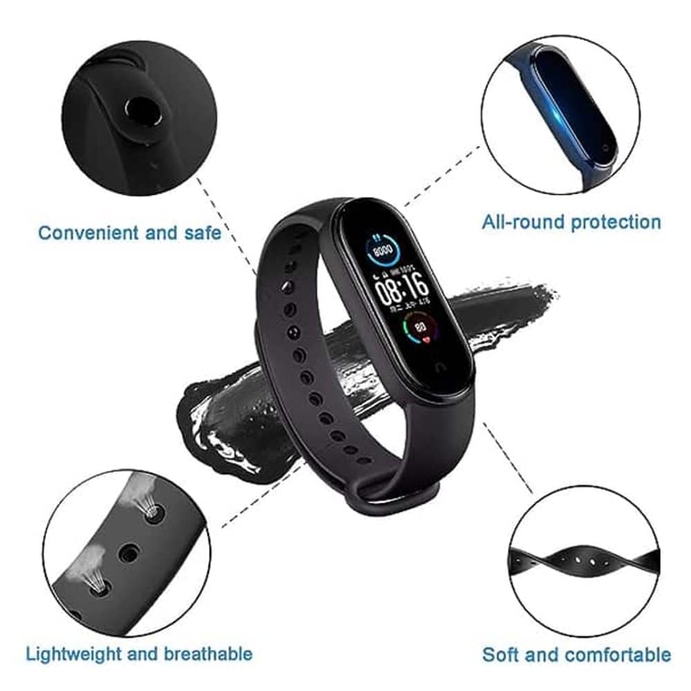 Silicone Strap for Mi Band 7/ Mi Band 6/ Mi Band 5- Black
