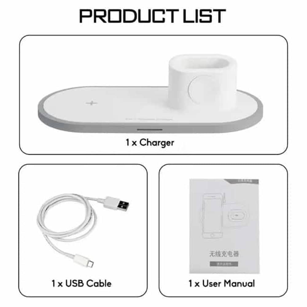 3-in-1 Wireless Apple Charger for iPhone, iWatch & AirPods