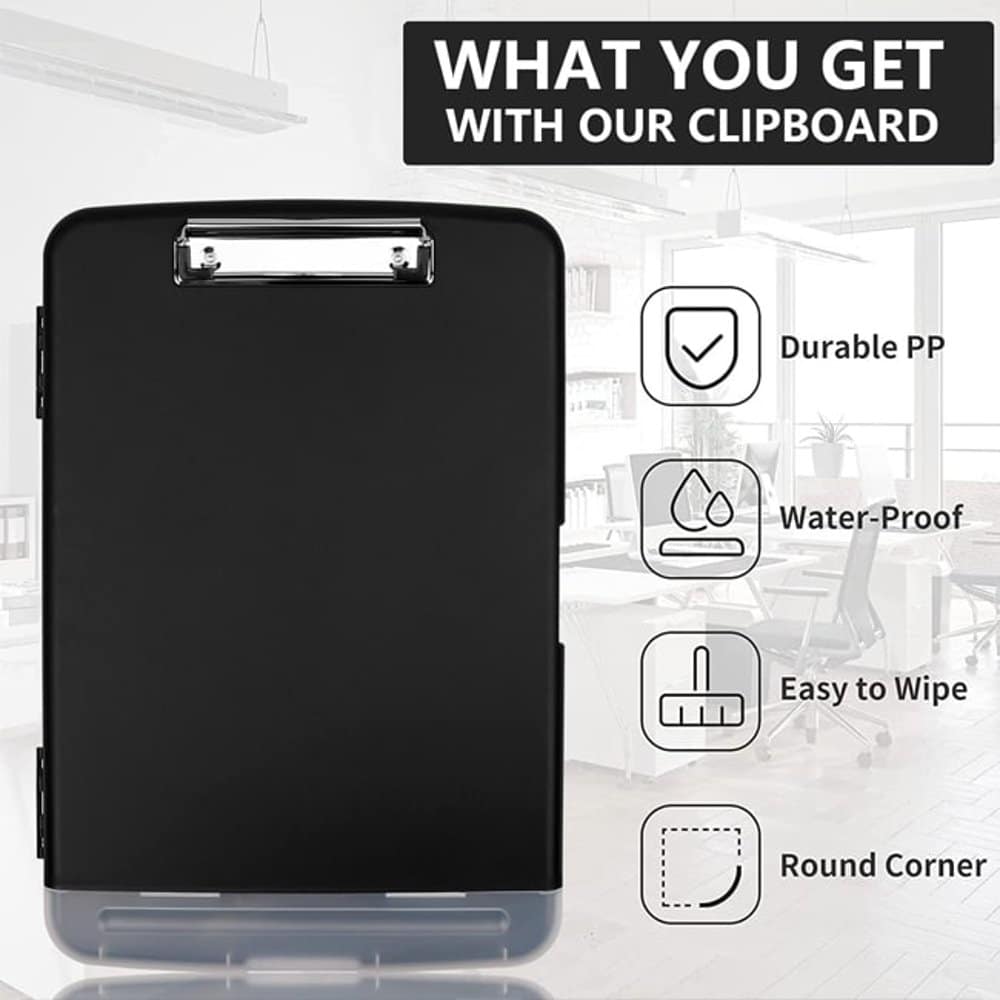 A4 Document Binder Clipboard- Pen Holder & Storage Compartment