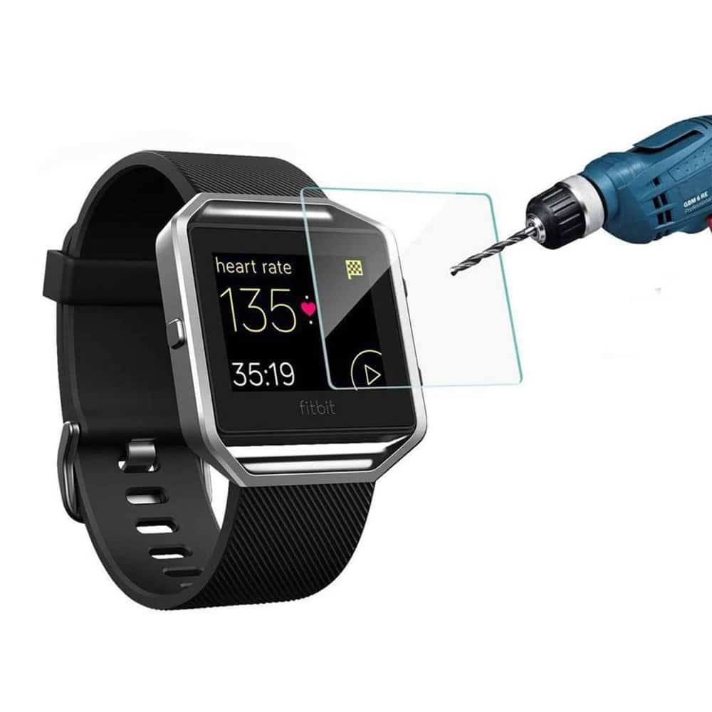 Metal Bezel Frame + Glass Protector for Fitbit Blaze- Black - Combo