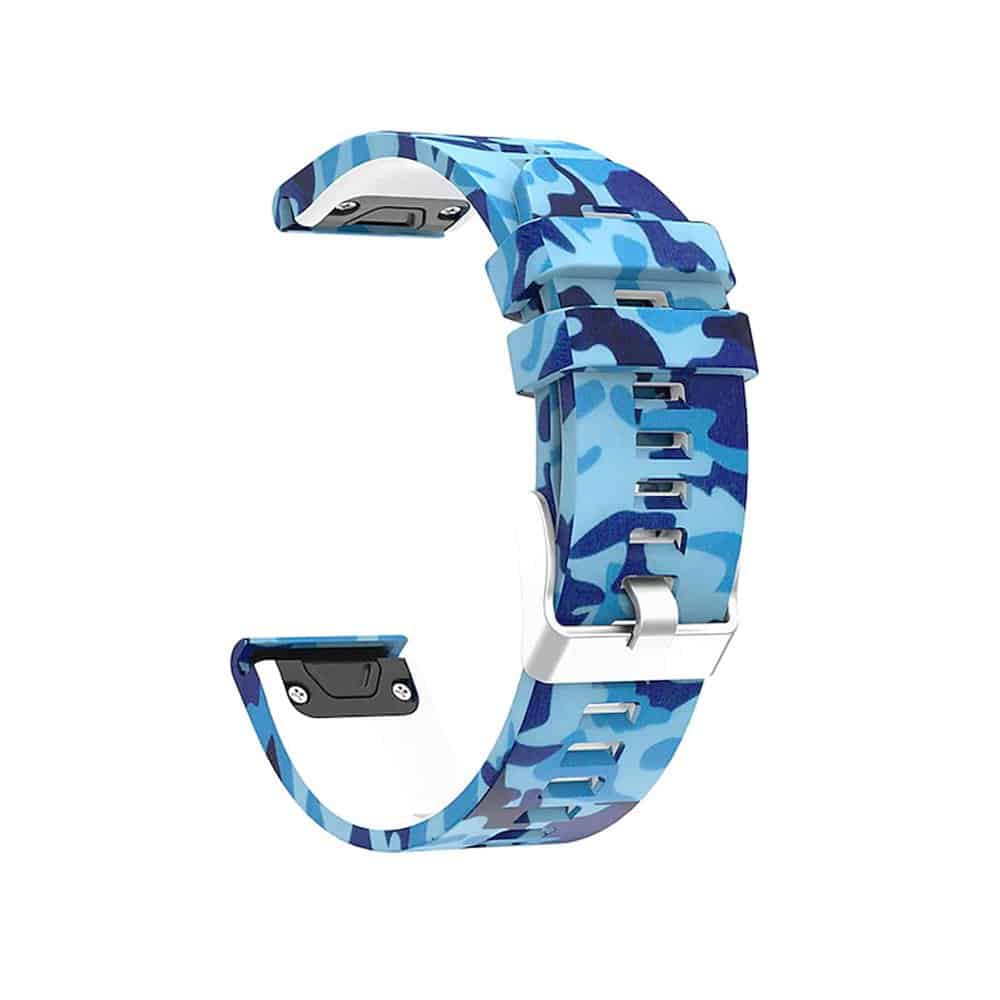 22mm Garmin Fenix 5/6/935/945/S60 Silicone Strap- Frost/Midnight/Camo Blue Combo
