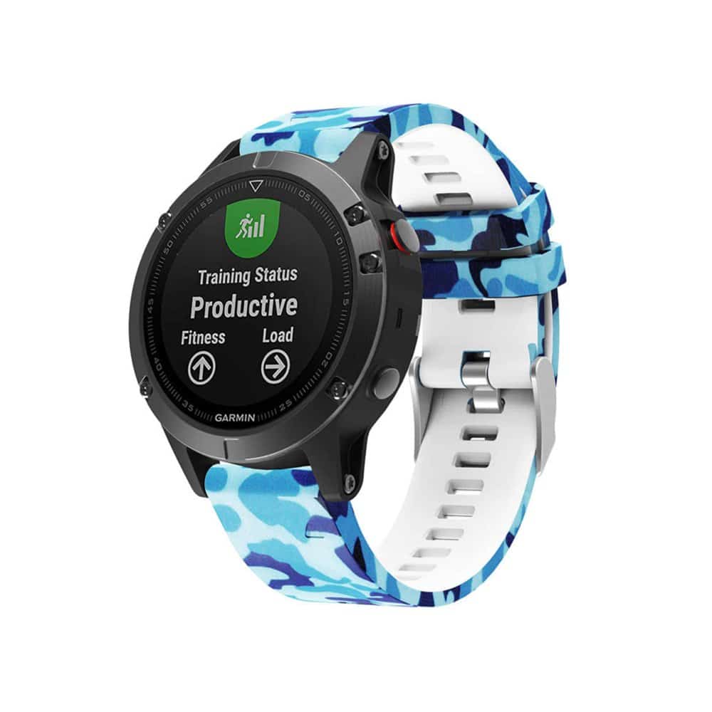22mm Garmin Fenix 5/6/935/945/S60 Silicone Strap- Frost/Midnight/Camo Blue Combo