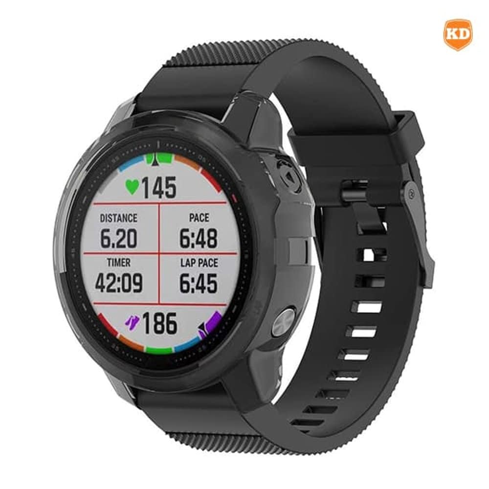 TPU Protective Anti-Scratch Case for Garmin Fenix 6S- Black and Clear Combo