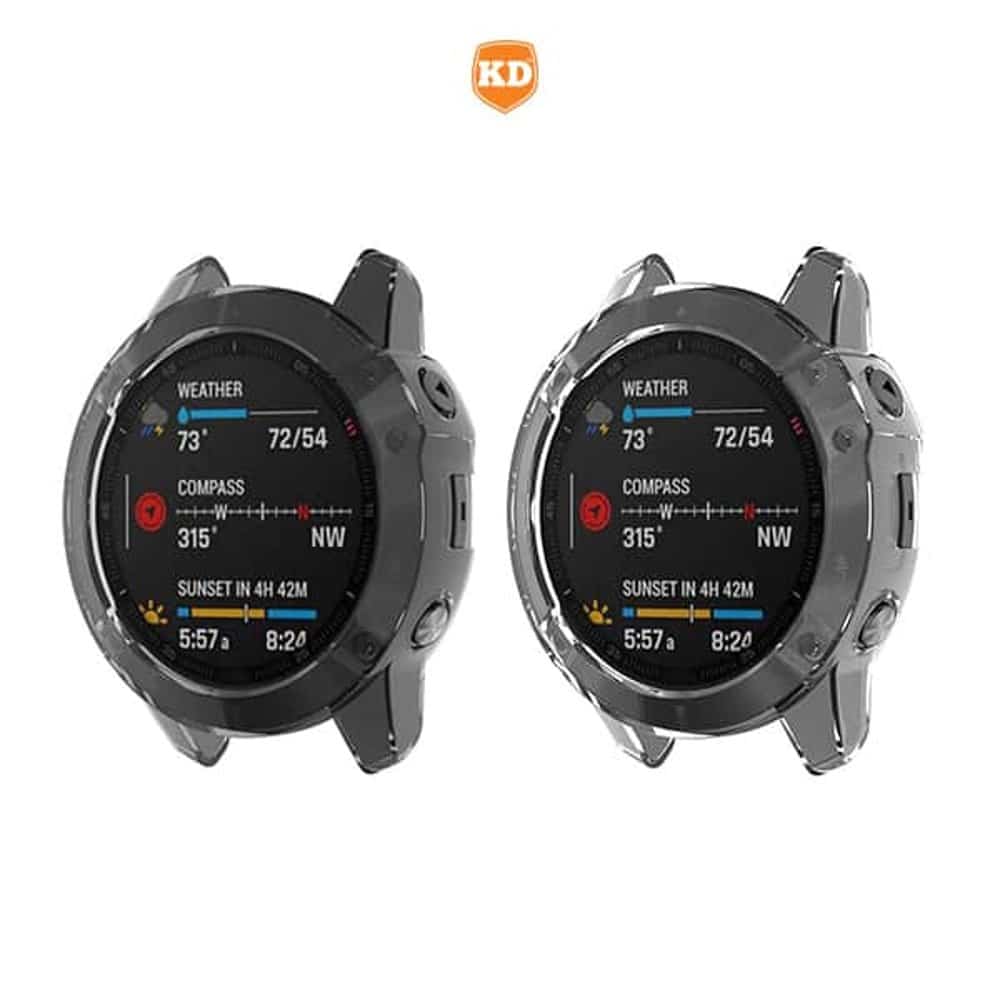 TPU Protective Anti-Scratch Case for Garmin Fenix 6S- Black and Clear Combo
