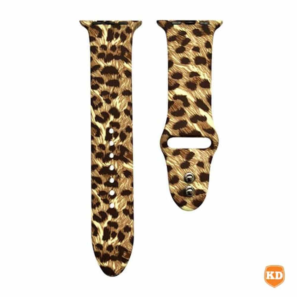 Silicone Strap for 42/44/45/49mm Apple Watch (M/L)- Combo - Cheetah + Black
