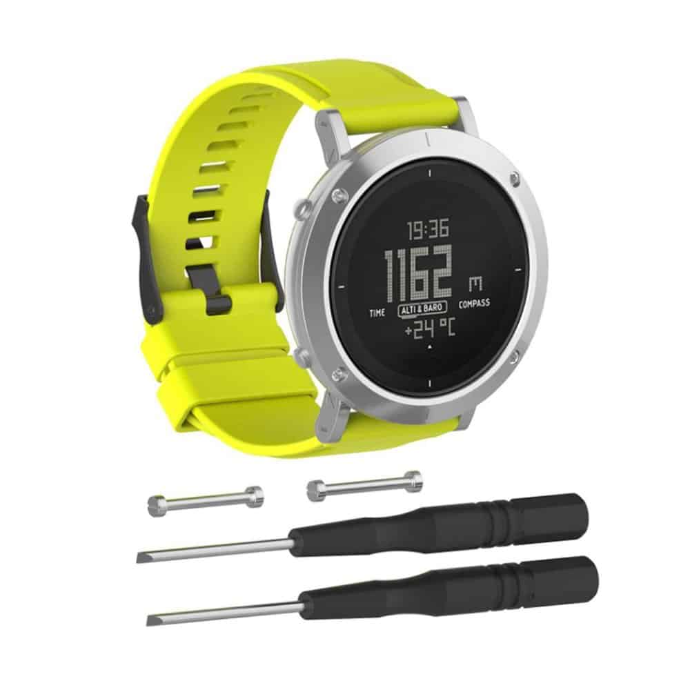 Sporty Silicone Strap for Suunto Core- Black + Yellow Combo
