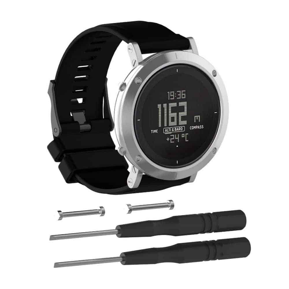 Sporty Silicone Strap for Suunto Core- Black + Yellow Combo