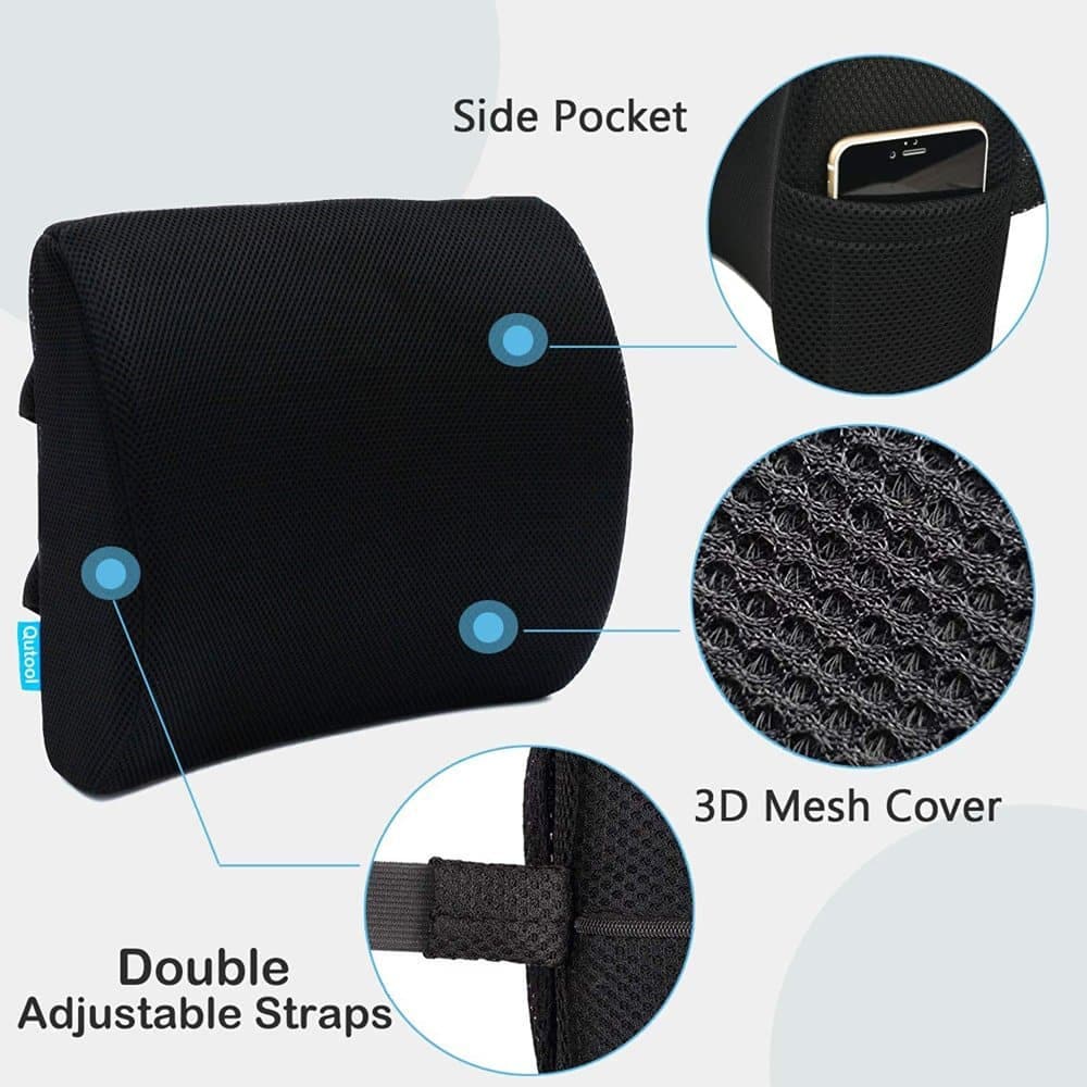 Car Home Office Chair Lumbar Support Memory Foam Cushions Combo