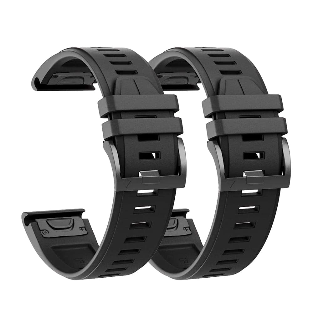26mm Silicone Strap for Garmin Fenix 5X/ 6X/ 7X- Black- x2 Combo