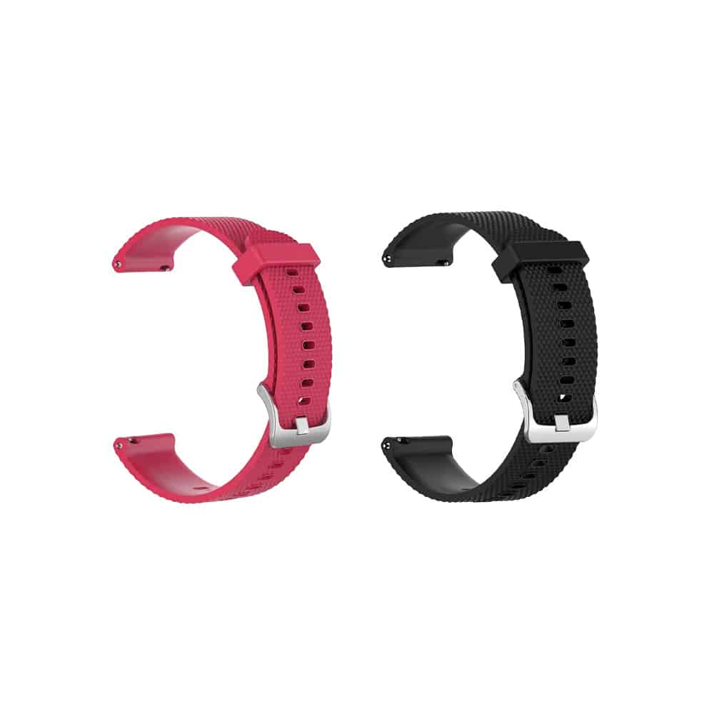 18mm Quick Release Silicone Strap for Garmin Vivoactive 4S/Vivomove 3S - PINK RED+ Brown- Combo