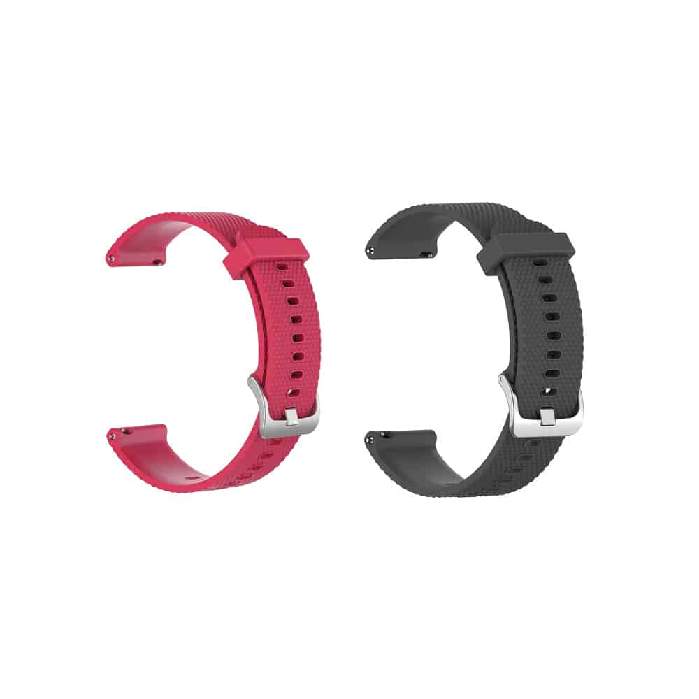 18mm Quick Release Silicone Strap for Garmin Vivoactive 4S/Vivomove 3S - PINK RED+ Black- Combo