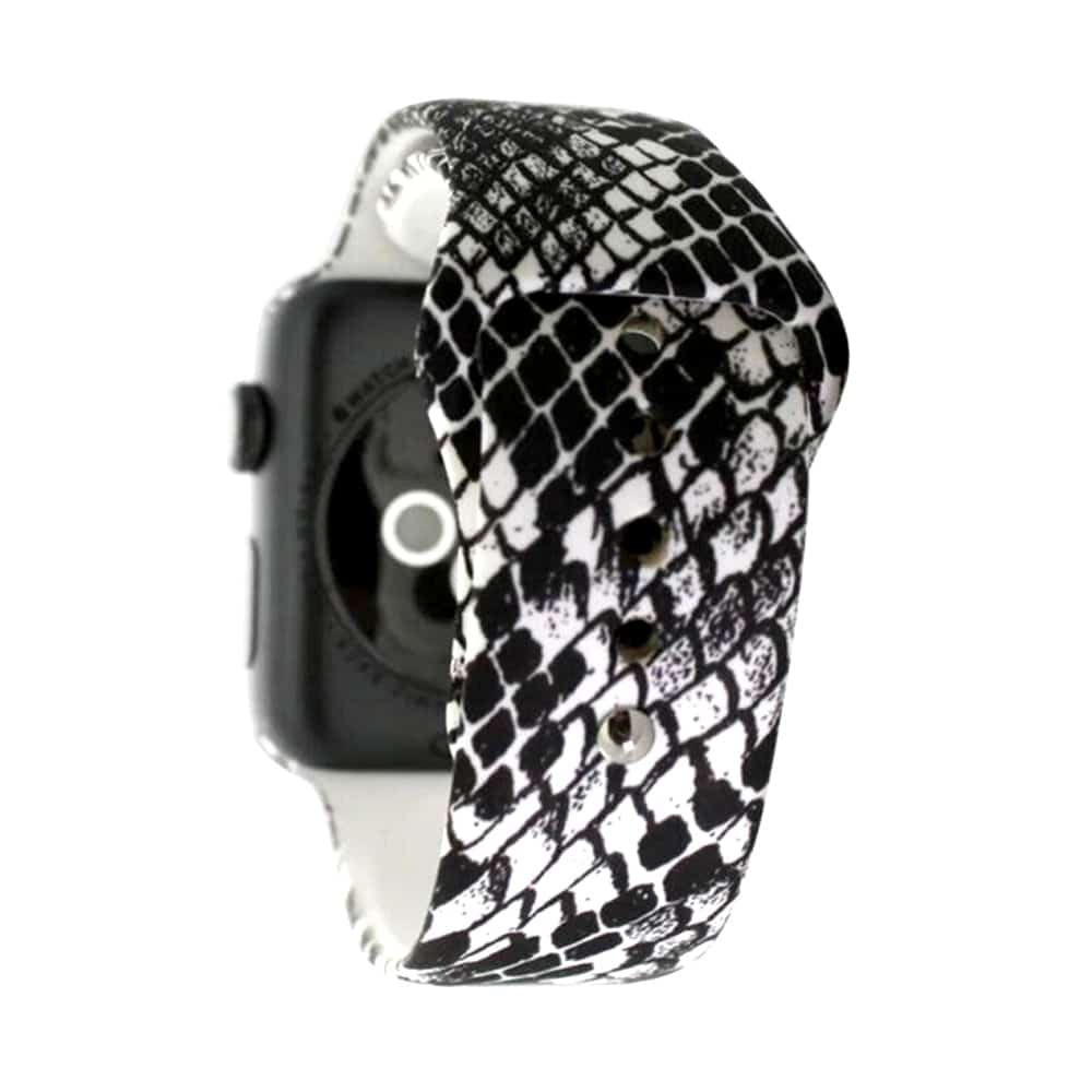 Silicone Strap for 38/40/41mm Apple Watch- Snake Skin & Floral- S/M & M/L 2 Pack