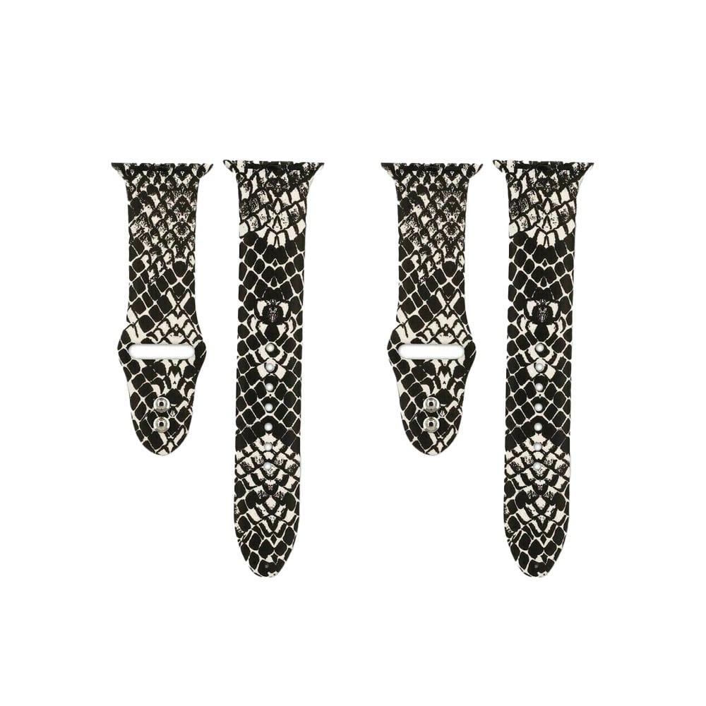 Silicone Strap for 38/40/41mm Apple Watch- Snake Skin & Floral- S/M & M/L 2 Pack
