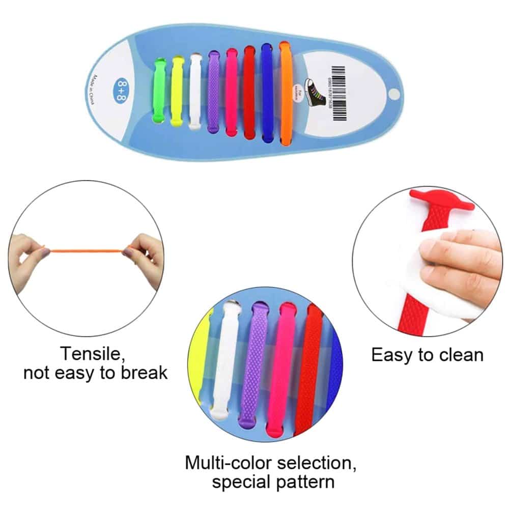 elastic lazy no-tie silicone speed laces - Rainbow (Adults)(x2 Combo)
