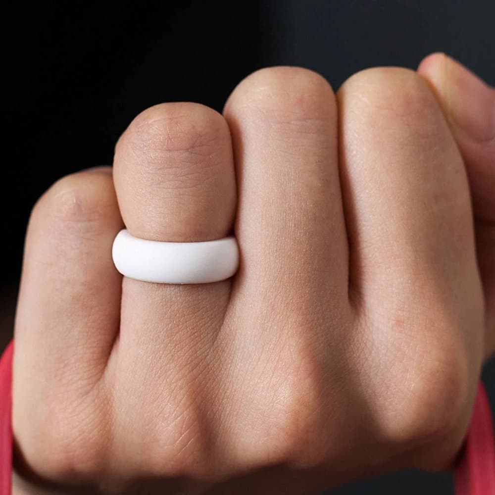 Men's Wedding Exercise Silicone Ring- 8mm- White- RSA Z+2