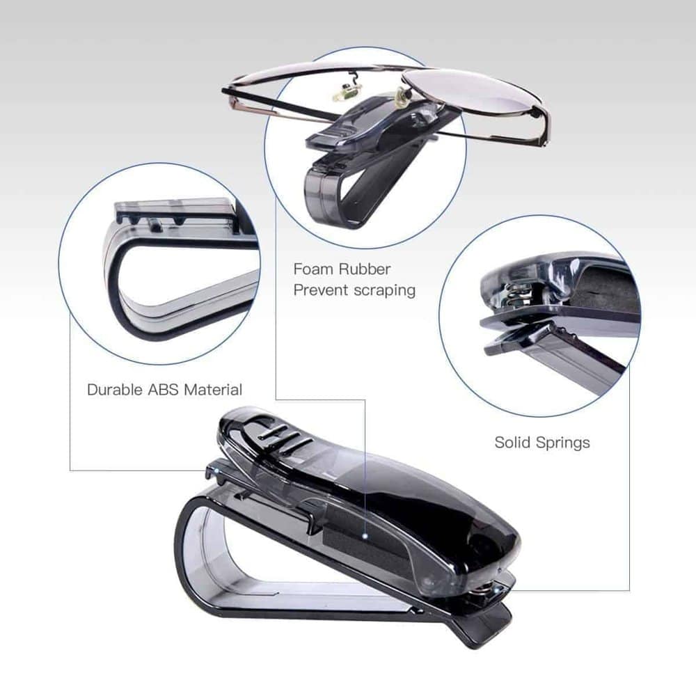 Car Visor Glasses Sunglasses & Ticket Credit Card Clip Holder (Black) 2 pack Combo