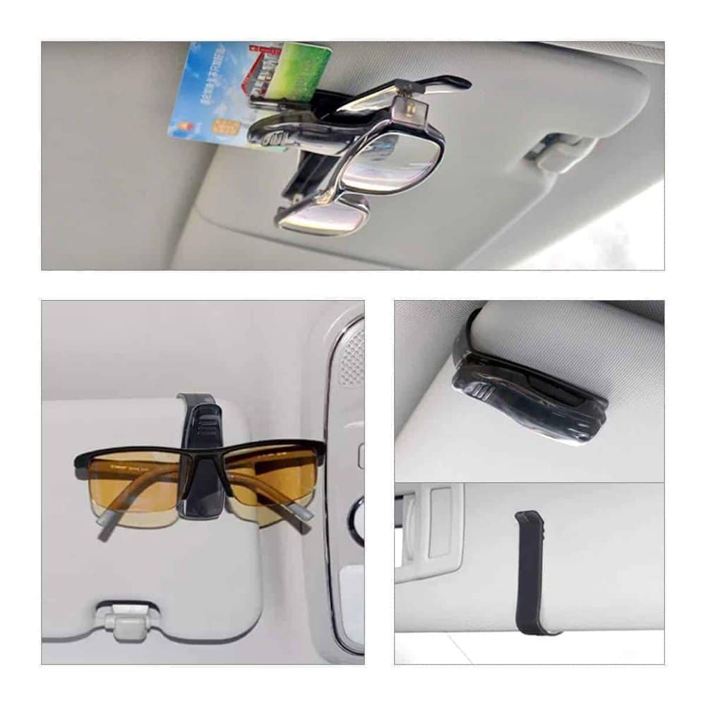 Car Visor Sunglasses & Ticket Credit Card Clip Holder (Black)