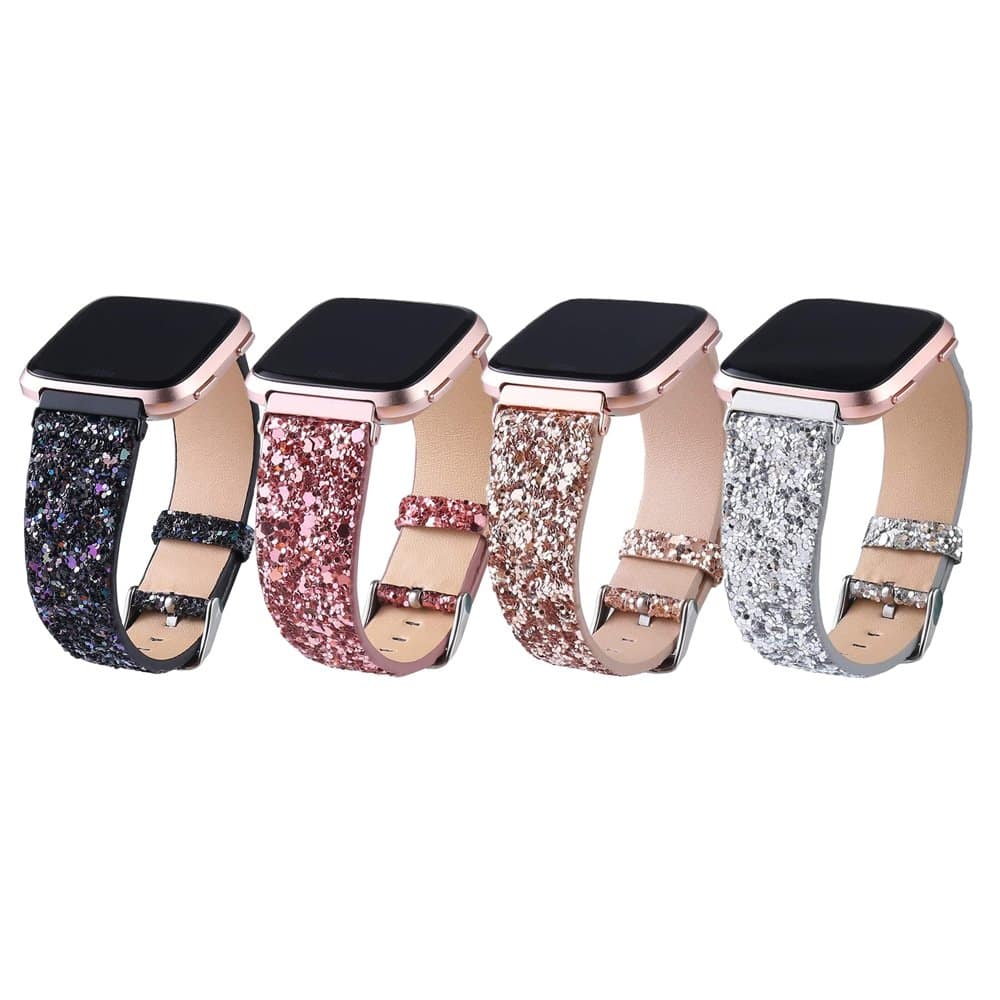 Leather Strap for Fitbit Versa - Silver