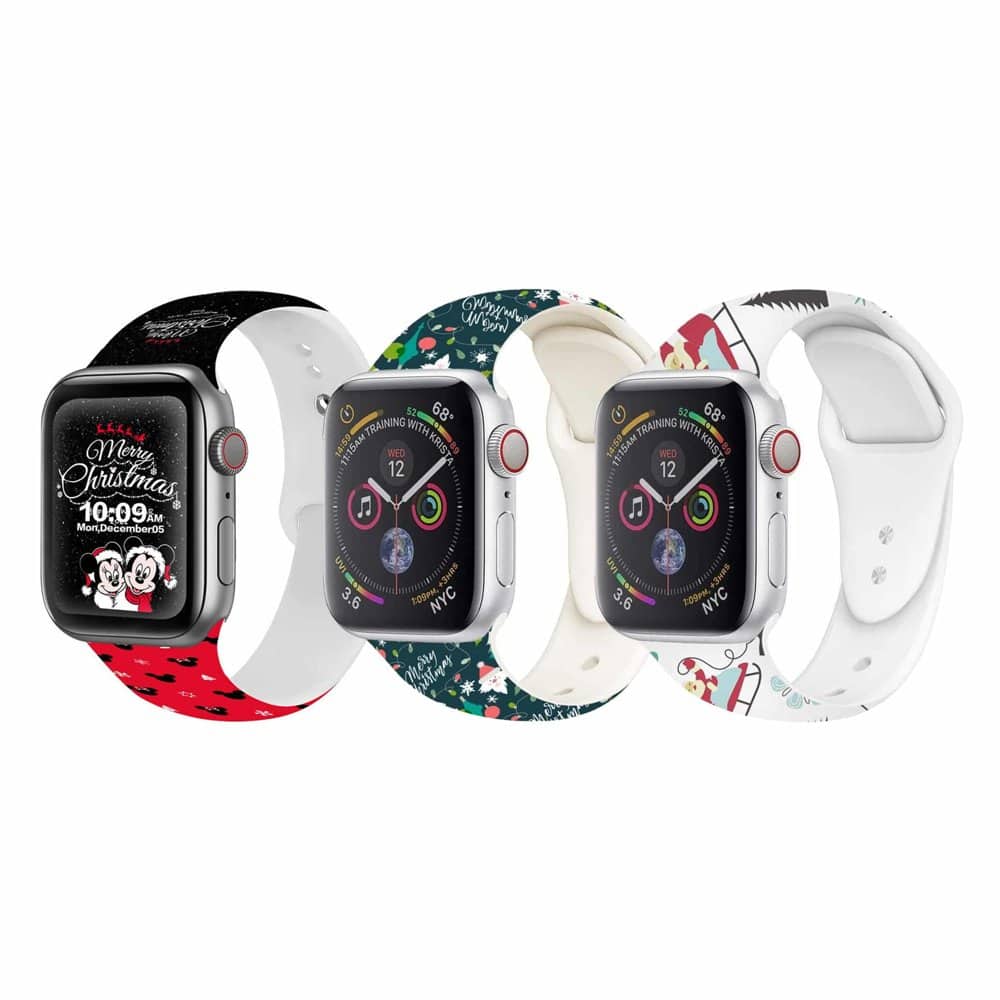 Silicone Strap for 38/40/41mm Apple Watch- White Christmas