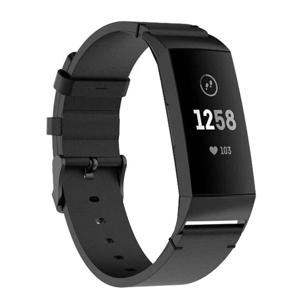 Leather Band for Fitbit Charge 3/SE/4 - Black