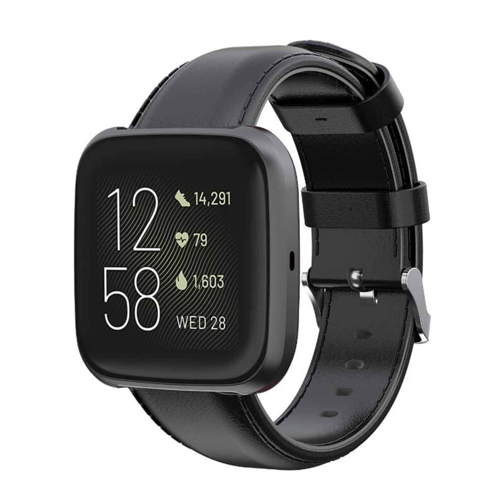 Leather Band for Fitbit Versa/2/Lite Blaze(23mm) - Black