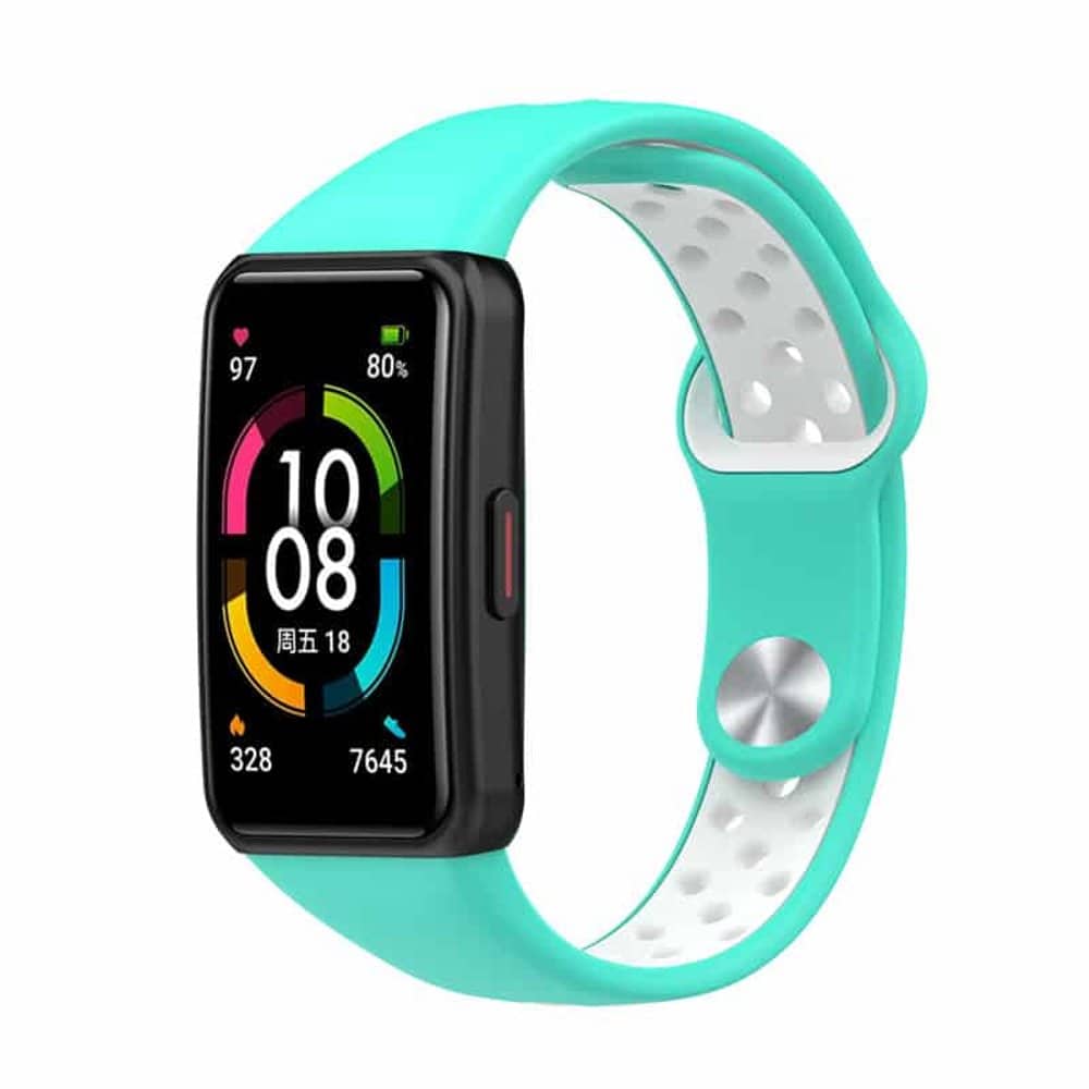 Silicone Strap for Huawei Band 6/Pro/ Honor Band 6 - Frost Blue+White