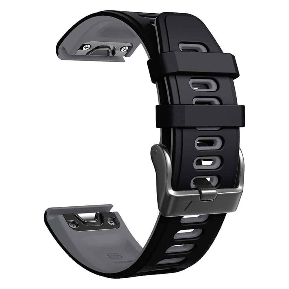 22mm Silicone Strap for Garmin Fenix 5/ Fenix 6- Red/Black