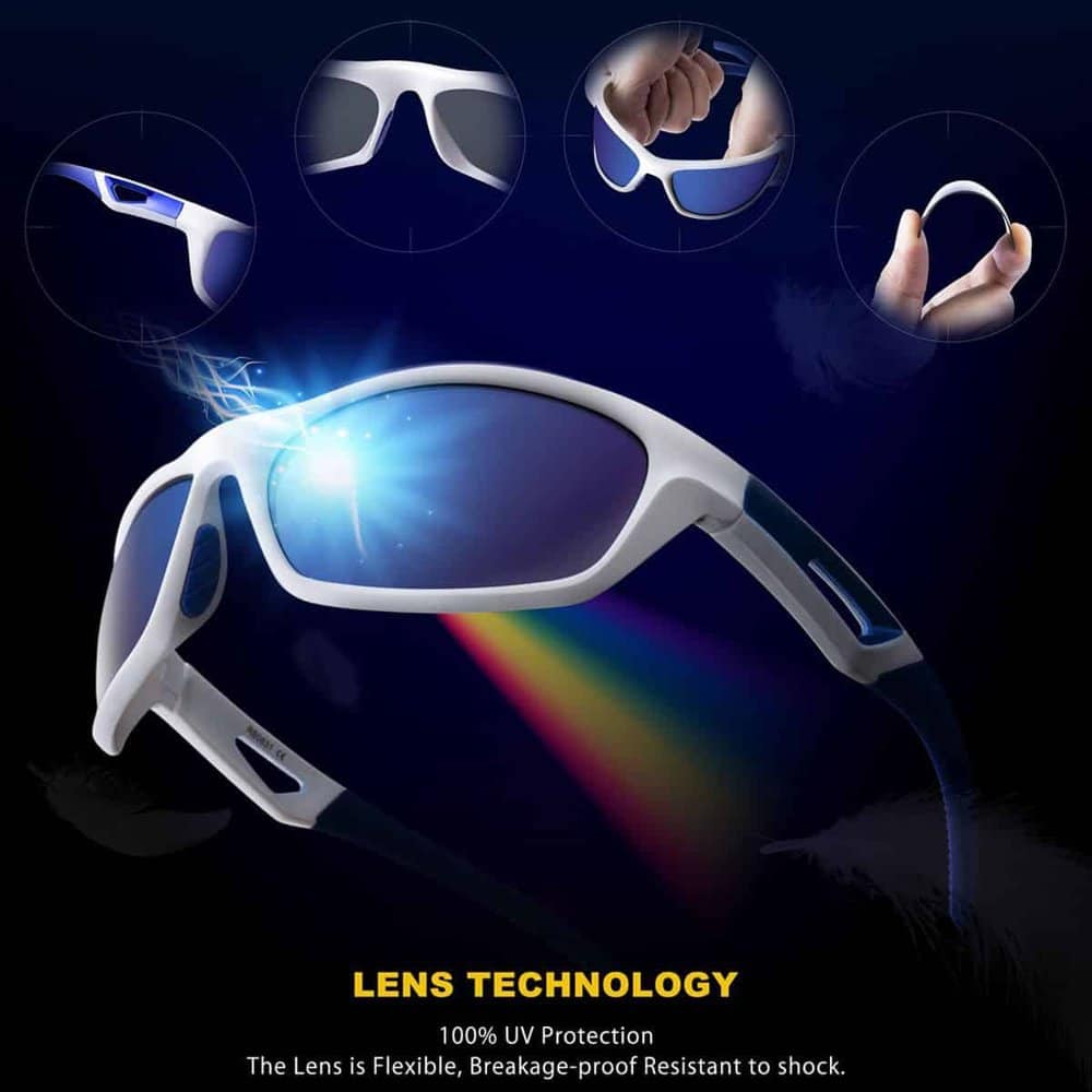 RIVBOS RB831 Polarized Sports/Outdoor/Driving Sunglasses - White