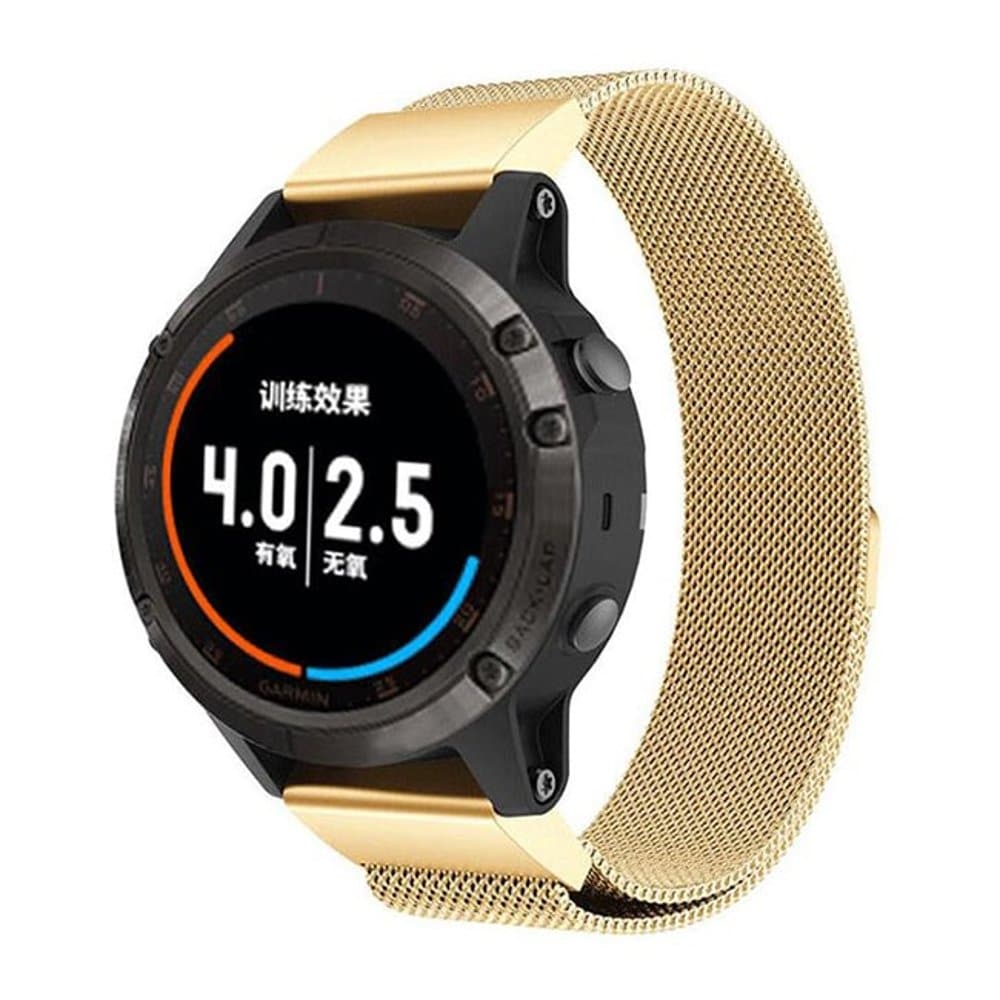 Garmin Fenix 5X/6X/3/HR Milanese steel strap - Gold